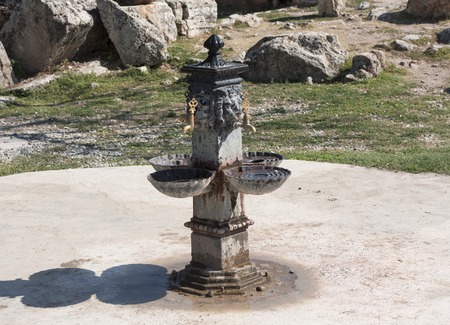 Beautiful Baroque carving marble jet water work with cascade running cold source photoの写真素材