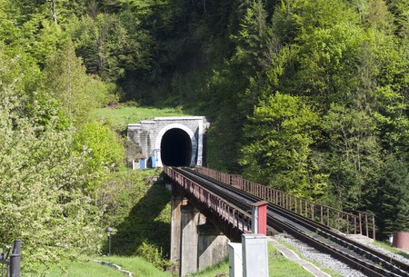 Old brick tunnel in the mountains photoの写真素材