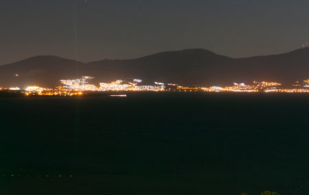 night city view with night sky photo