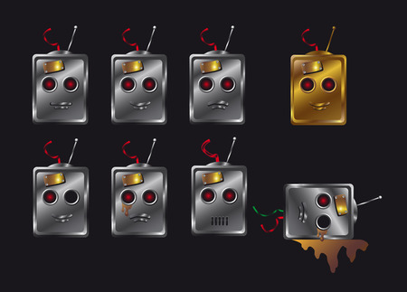 Set smiles metallic robotのイラスト素材