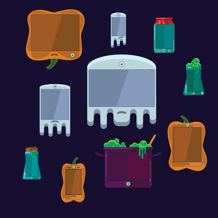 Halloween - a computer, vector illustration, a set of elementsのイラスト素材
