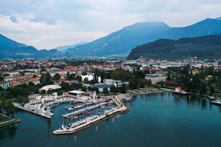 Riva del Garda in the evening, Italy, lake Garda, Trentinoの写真素材