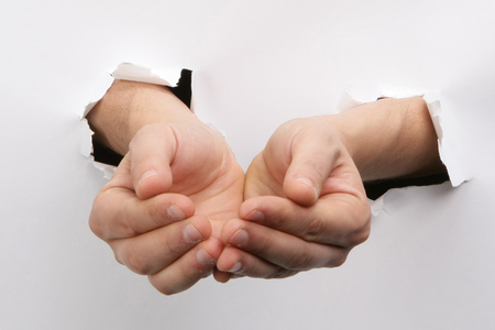 Man hands showing signの写真素材