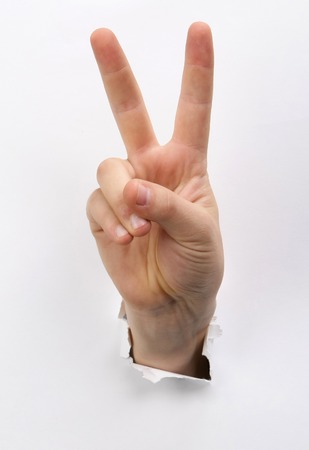 Man hands showing signの写真素材