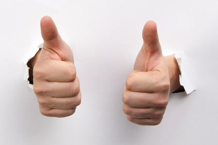 Man hands showing signの写真素材