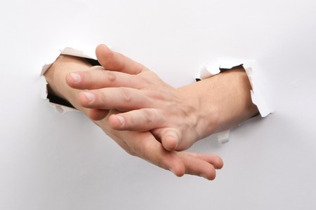 Man hands showing signの写真素材