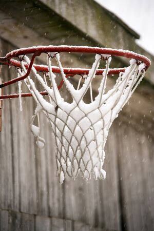 Snowy basketball hoop
