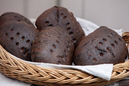 burnt bread in a basket