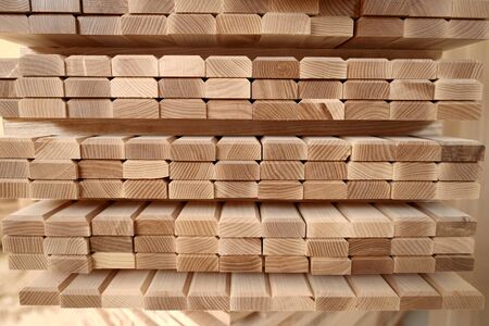 Stack of new wooden planks