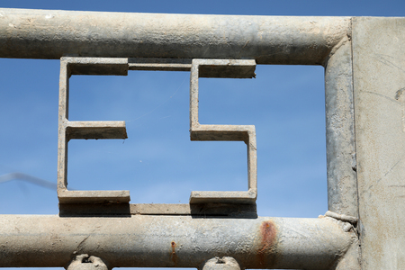 Letters in metal frame ESの写真素材