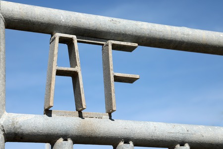 Letters in metal frame AF