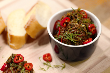 Toasted bread with tomatoesの写真素材