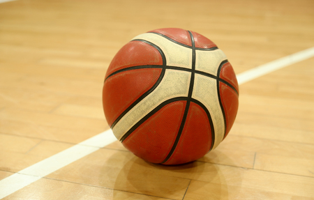 Basketball on the floorの写真素材
