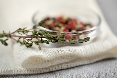 Spices in a glass bowlの写真素材