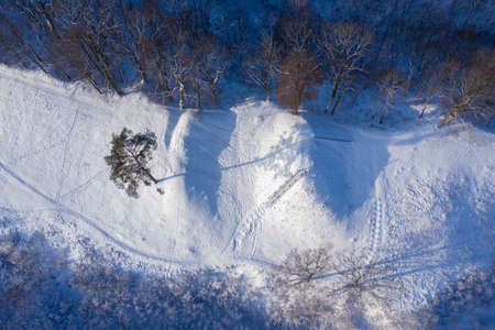 Aerial view of hillsの写真素材