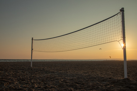 Volleyball net on the beachの写真素材