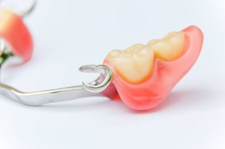 clasp prosthesis on the lower jaw isolated