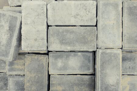 pavement tile folded for the reconstruction of a walkway. Paving blocks the main paving material for pavementsの写真素材