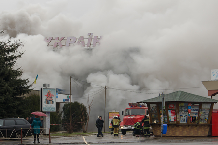 Uzhhorod, Ukraine - February 1, 2016. Ukraine on fireのeditorial素材