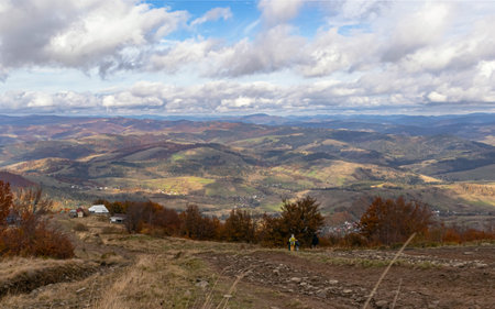 View from Mount Gemba to the Carpathians. Ukraineの写真素材