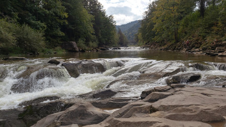 Mountain river Prut. Yaremche city. Ivano-Frankivsk region. Ukraine