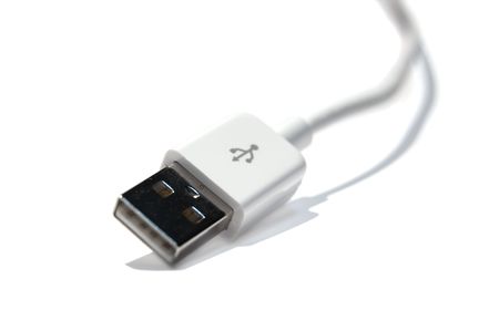 White USB Cable on white backgroundのeditorial素材