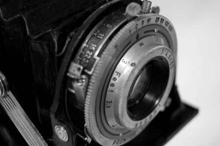 Vintage Camer Close Up - Shallow Depth of Field on white background