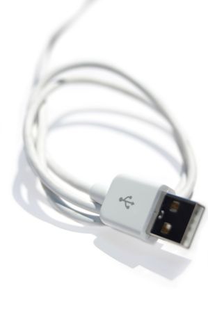 White USB Cable on white backgroundのeditorial素材