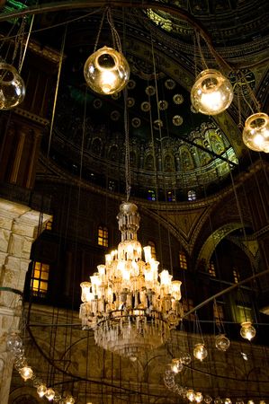 Chandelier inside Mohammed Ali Mosque in Egyptのeditorial素材