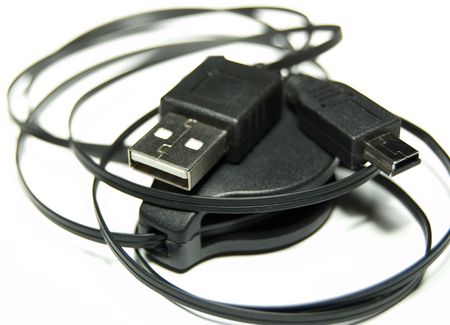 Black USB Cable over white background