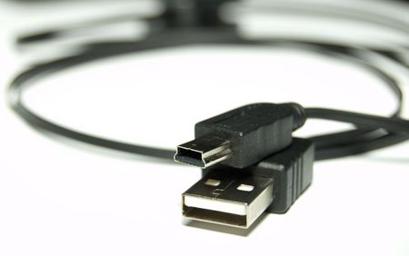 Black USB Cable over white background