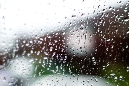 Drops of water on the windows. Shallow depth of field.