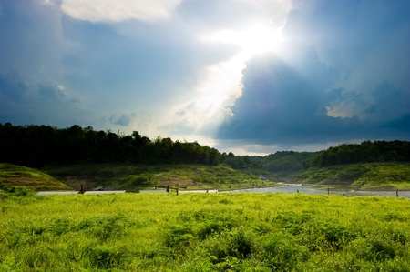 Village landscape in Kanchanaburi, Thailand.