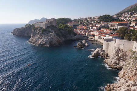 Spectacular view from Dubrovnik's city walls onto the adriatic sea, Croatia 2020の写真素材