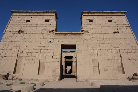 Pylon at the entrance of the Karnak Temple in Luxor, Egyptの写真素材