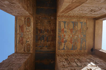 Hieroglyphs on the ceiling of an ancient Egyptian arc