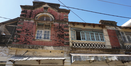 Beautiful old facade of a house in the old town of Mombasa, Kenyaの写真素材