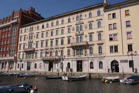 View on a beautiful building on the Grand Canal of Trieste, Italy 2020