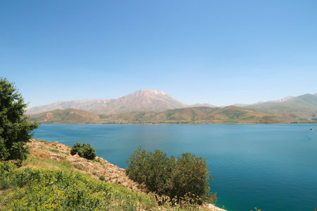 View from Akdamar Island, Lake Van, Van Gの写真素材