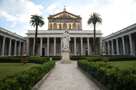 entrance courtyard basilica St. Paul outside the walls romaのeditorial素材