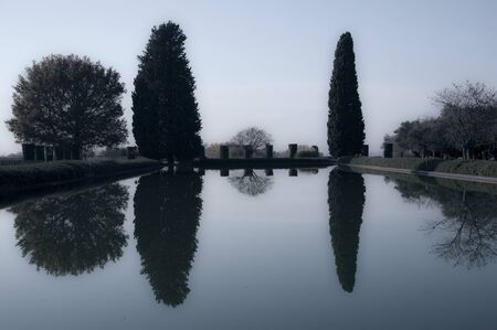 landscape in villa Adriana at Tivoliのeditorial素材