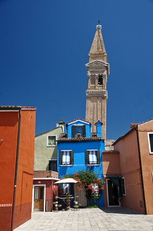 Beautiful view of Burano with colorful buildingsの写真素材