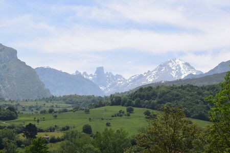 view of the Picos de Europa, Asturias, Spainの写真素材