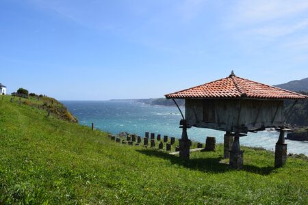 Granary on the coast of Cadavedo, Asturias, Spainの写真素材