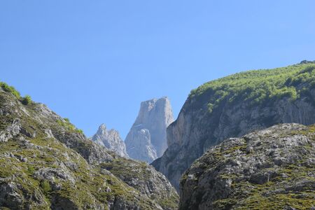 view of the Naranjo de Bulnes, Picos de Europa, Asturias, Spainの写真素材