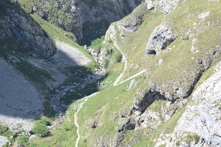 view of road mountain Poncebos-Bulnes, Asturias, Spainの写真素材