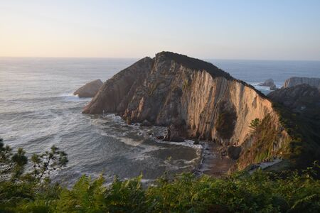 view of Silencio beach, Cudillero, Spainの写真素材
