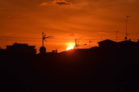Sunset in Salinas, Castrill?n, Asturiasの写真素材