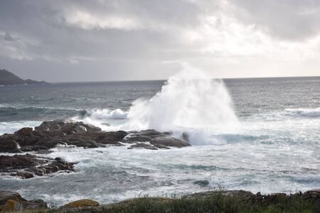 view of wave in Muxia, Galicia, Spainの写真素材