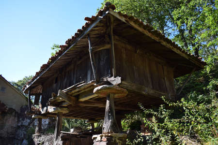 view of a typical Asturian bread basket on a sunny dayの写真素材